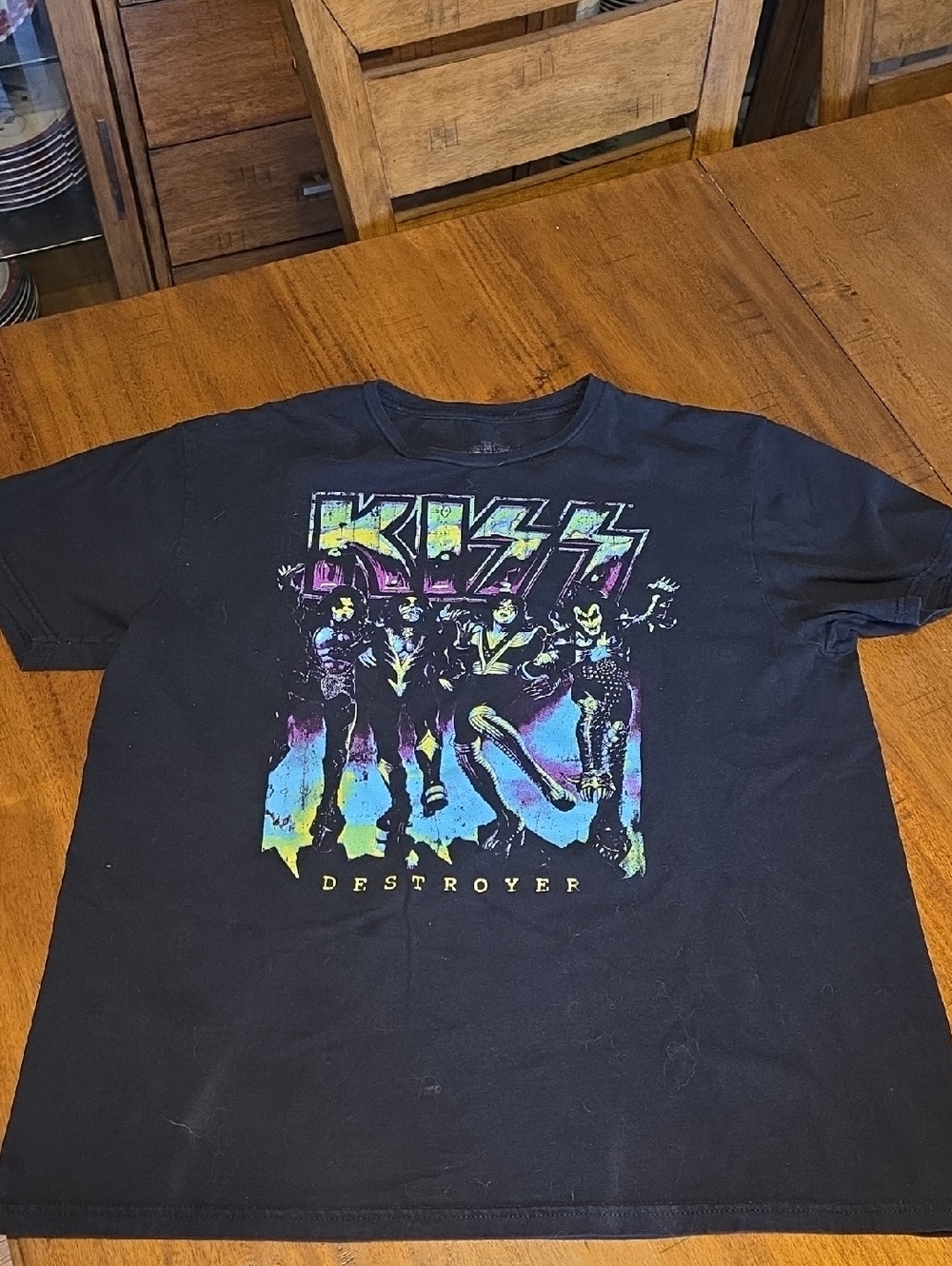 Kiss Black Graphic Tee with Multicolor Band Art
